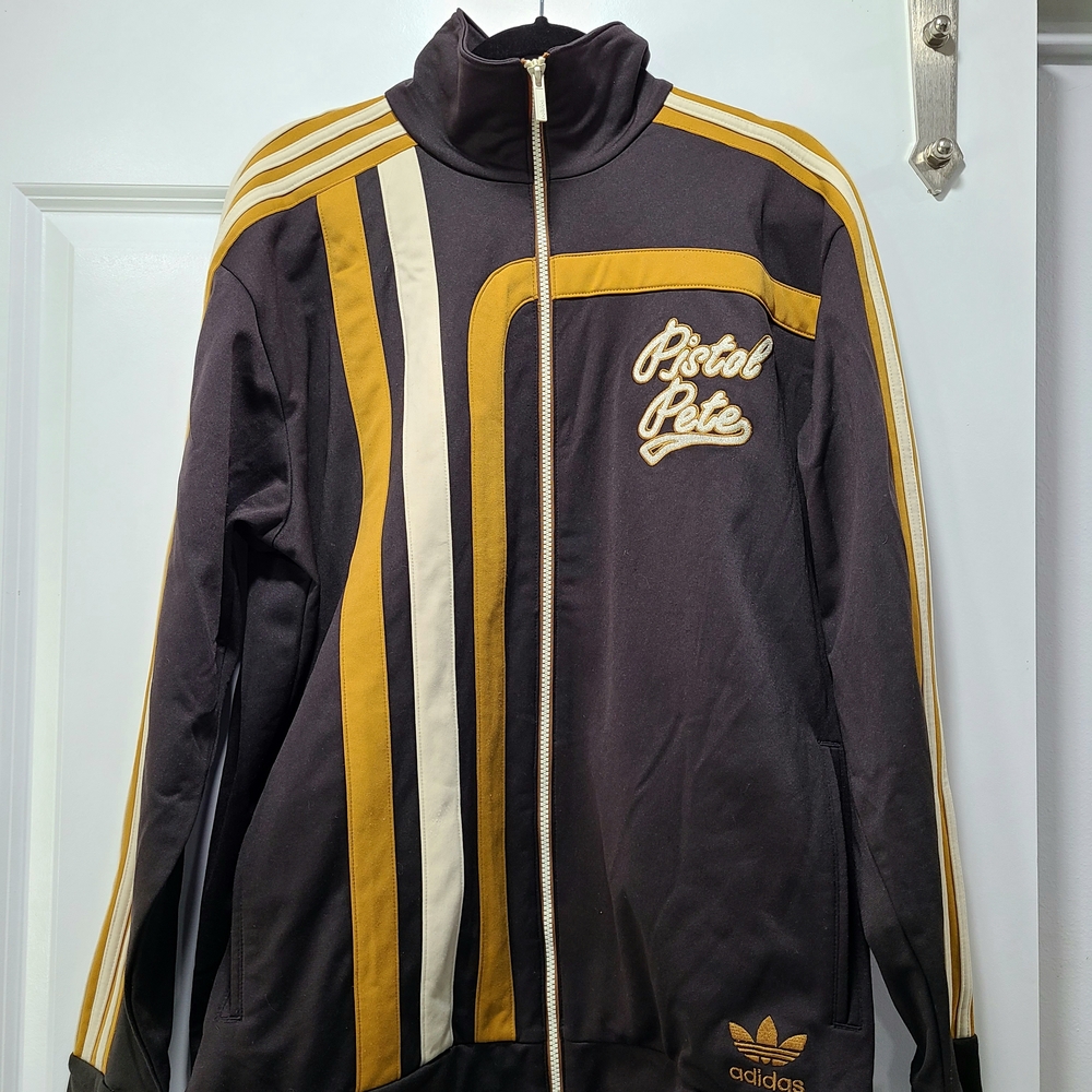 Adidas Pistol Pete Men's Jacket with Gold and Cream Stripes